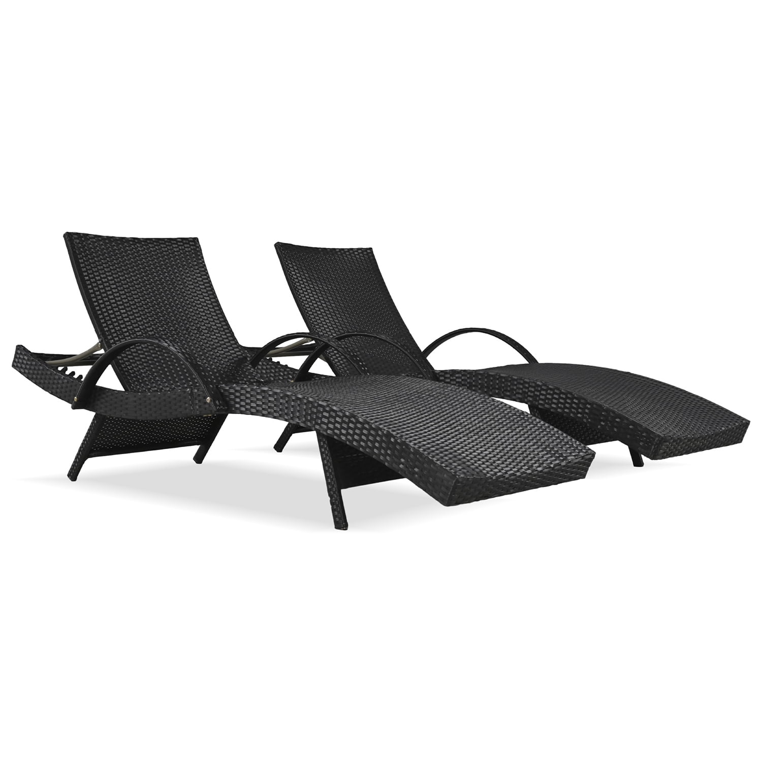 Aimee Lii Set of 2 Patio Wicker Adjustable Backrest Ergonomic Chaise Lounge Chairs with Pull-out Side Table, Convenient and Comfortable, Black Aimee Lii Set of 2 Patio Wicker Adjustable Backrest Ergonomic Chaise Lounge Chairs with Pull-out Side Table, Convenient and Comfortable, Black