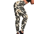 thumbnail image 4 of DISNIMO Flower Printed Yoga Leggings for Women High Waist, Yoga Pants Leggings with Tummy Control, Stretch Women's Workout Leggings for Yoga Gym, Beige and Black, L, 4 of 6