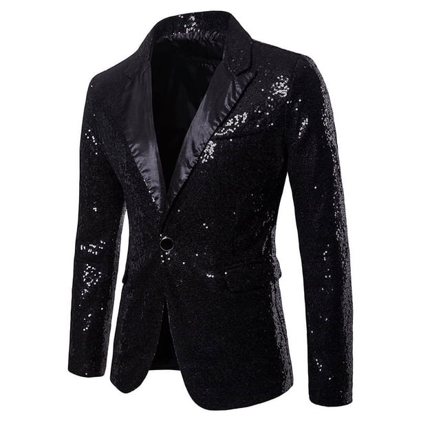 Traje de actuación con lentejuelas doradas para hombre, presentador de discoteca, chaqueta de estudio