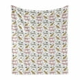 thumbnail image 1 of Animal Print Soft Flannel Fleece Throw Blanket, Cartoon Pattern of Leopards, Cozy Plush for Indoor and Outdoor Use, 50" x 60", White Multicolor, by Ambesonne, 1 of 5