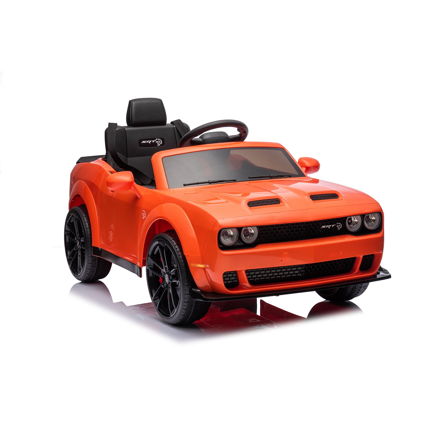 CIPACHO 12V Electric Cars for Kids, Licensed DODGE Challenger Ride On Car, Remote Control Truck Car for Boys Girls, Battery Powered Kids' Vehicles with LED Lights, Orange