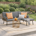 thumbnail image 4 of Aiho 3-Piece Patio Furniture Set, All-Weather Wicker L-Shaped Outdoor Conversation Set with Coffee Table & Thick Soft Cushions, Perfect for Patio, Garden, Yard, Gray, 4 of 8