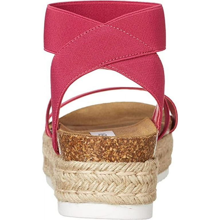 Steve Madden Kimmie Sporty Strap Flat Platform Espadrille Blush Nude Fitted Wedge Sandal Fuchsia 6 Walmart