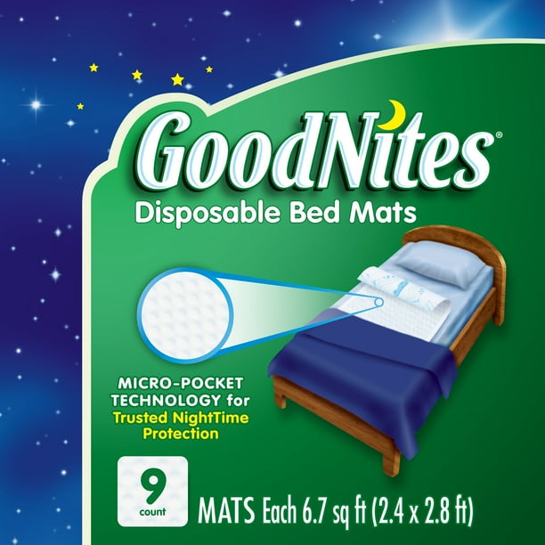 Goodnites Disposable Bed Mats for Bedwetting, 2.4 x 2.8 ft, 9 Ct