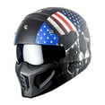 thumbnail image 3 of 1Storm Motorcycle Full Face Helmet Open Face Helmet with Smoked Shield (Detachable Visor & Face Mask): HKY881S-E Skull Flag, 3 of 9
