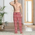 thumbnail image 5 of Bingfone Red Checkboard Mens All Over Print Sleep Pajama Pants-Medium, 5 of 6