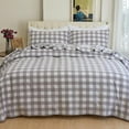 thumbnail image 4 of 4-Piece Cotton Flannel Sheet Set, Deep Pocket Fitted, Queen, Buffalo Check Gray, 4 of 5