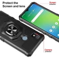 thumbnail image 3 of Compatible for Cricket Icon 4 Case w/Tempered Glass Screen Protector [Military Grade] Ring Car Mount Kickstand Shockproof Hard Phone Case - Black, 3 of 7