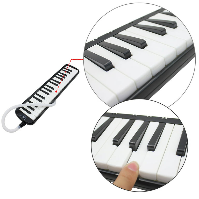 Melodica 37 Keys Tubes Mouthpiece Air Piano Keyboard Musical Instrument  with Carrying Bag, Black