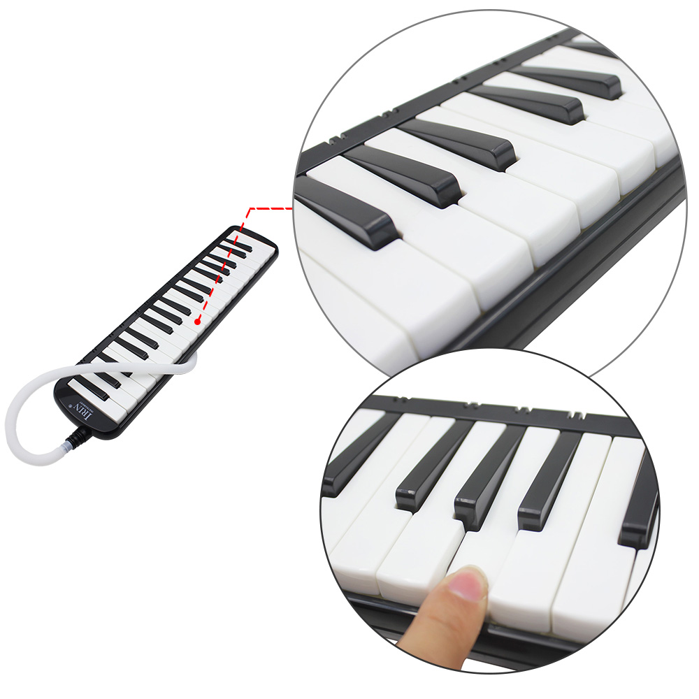 Melodica 37 Keys Tubes Mouthpiece Air Piano Keyboard Musical Instrument with Carrying Bag, Black - image 4 of 6