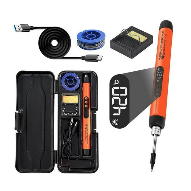Riwesomey Sistema inteligente de Control de temperatura constante juego de soldador interfaz portátil tipo C para el hogar Suministros de soldadura C200S naranja