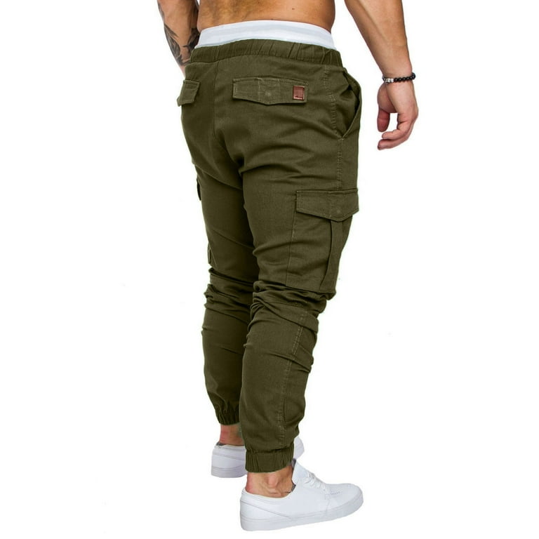 LoyisViDion Mens Pants Clearance Men'S Long Casual Sport Pants Fit Trousers  Running Joggers Sweatpants Khaki 8(L)