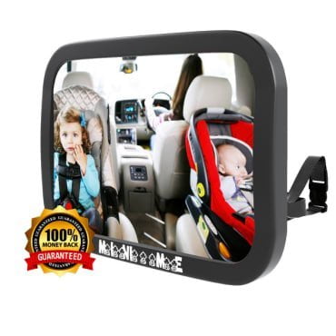 Baby Car Mirror | Back Seat Mirror For Baby | Rear Facing Car Seat | See Children And Pets | Extra Large 11" x 7.5" Wide Angle View Of Whole Backseat | Shatterproof Acrylic Backseat Mirror by Mini Me