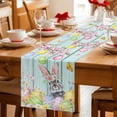 thumbnail image 5 of Easter Grey Bunny Table Runner 72 Inches, Spring Colorful Egg Flower Teal Wood Grain Bed Runner Dresser Scarves Tabletop for Indoor Outdoor Parties/Ceremony/Banquet, 13" x 72", 5 of 8