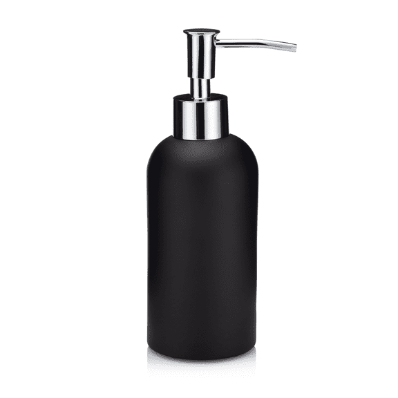 Essentra Home Matte Black Soap Dispenser with Chrome Pump for Bathroom, Bedroom or Kitchen. Also Great for Hand Lotion and Essential Oils.
