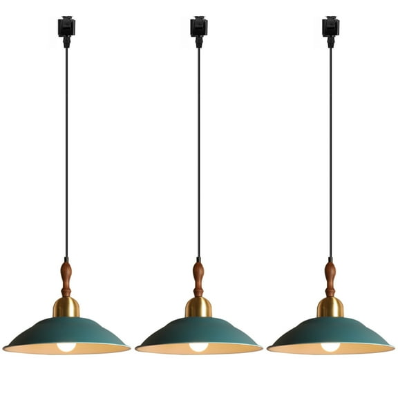 Kiven 3-Light J-Type track lighting pendants,Modern J track pendant lights,Decorative Track Lighting Fixture for Kitchen Island Hallway,Blue Iron Lampshade