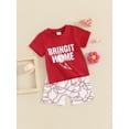 thumbnail image 3 of Niusricy Toddler Baby Boys Baseball Outfits 0 6M 12M 18M 2T 3T Infant Crew Neck T-Shirts Letter Baseball Print Short Sleeves Tops and Elastic Shorts fVacation Summer Clothes for Daily Casual, 3 of 8