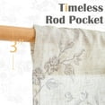 thumbnail image 6 of Floral Kitchen Curtains 24 Inch Linen Tier Curtains Farmhouse Cafe Half Window Drapes Over Sink Light Filtering for Living Room Laundry RV Rod Pocket 2 Panels Grey on Beige, 6 of 7