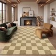 thumbnail image 6 of Garvee 8'x10' Checkered Area Rug Soft Plaid Carpet, Washable Non Slip Indoor Floor Mats for Living Room Bedroom Home Office, Linen, 6 of 9