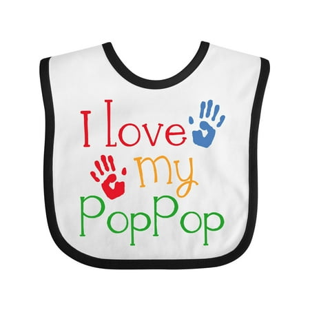 

Inktastic PopPop Grandkids Handprints Gift Baby Boy or Baby Girl Bib
