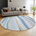 thumbnail image 6 of Addison Rugs Mayfield Premium Machine Washable Transitional Stripes Sky Round Rug, 8' x 8', 6 of 6