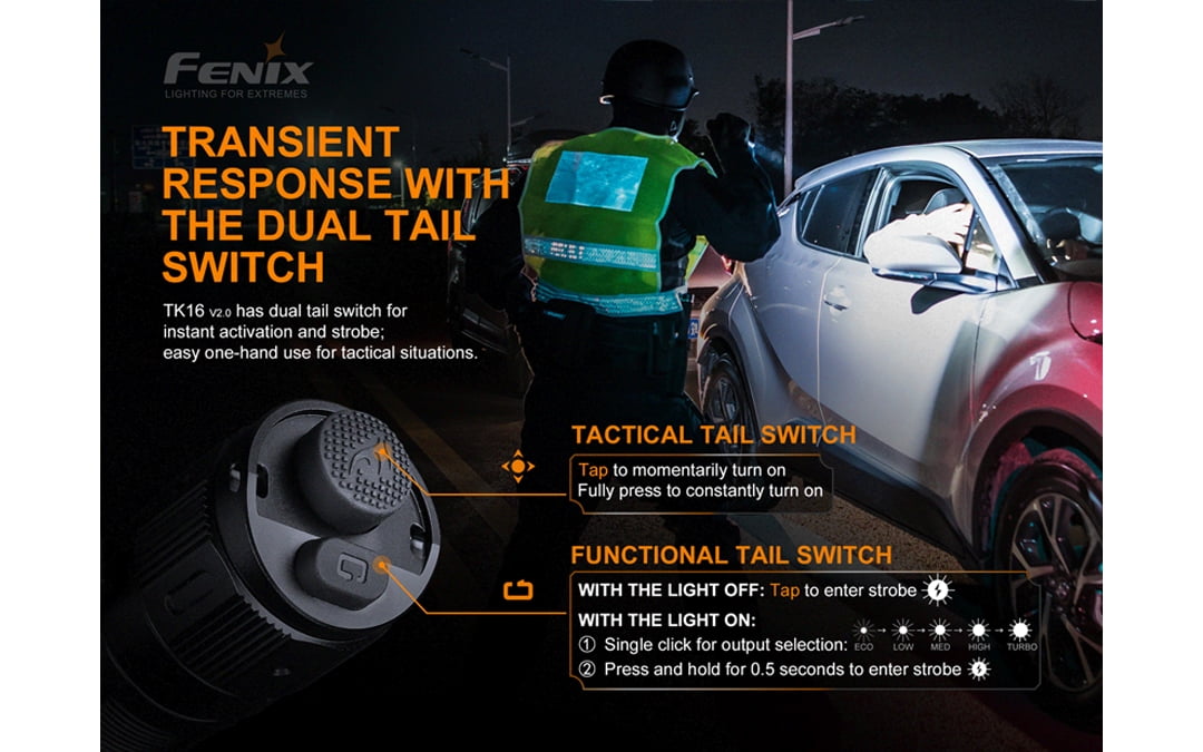 Fenix TK16 V2 3100 Lumen Long Throw Rechargeable Flashlight with LumenTac Battery Organizer
