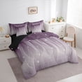 thumbnail image 3 of Homewish Gradient Purple Gray 7 Pieces Bedding Comforter Set,Stripes Print Full Bedding Set,Abstract Geometric Aesthetic Fitted Sheet Flat Sheet For Kids,Microfiber Bedroom Decor Reversible, 3 of 8