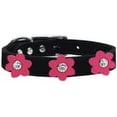 thumbnail image 2 of Flower Leather Collar Black With Pink Flowers Size 12, 2 of 2