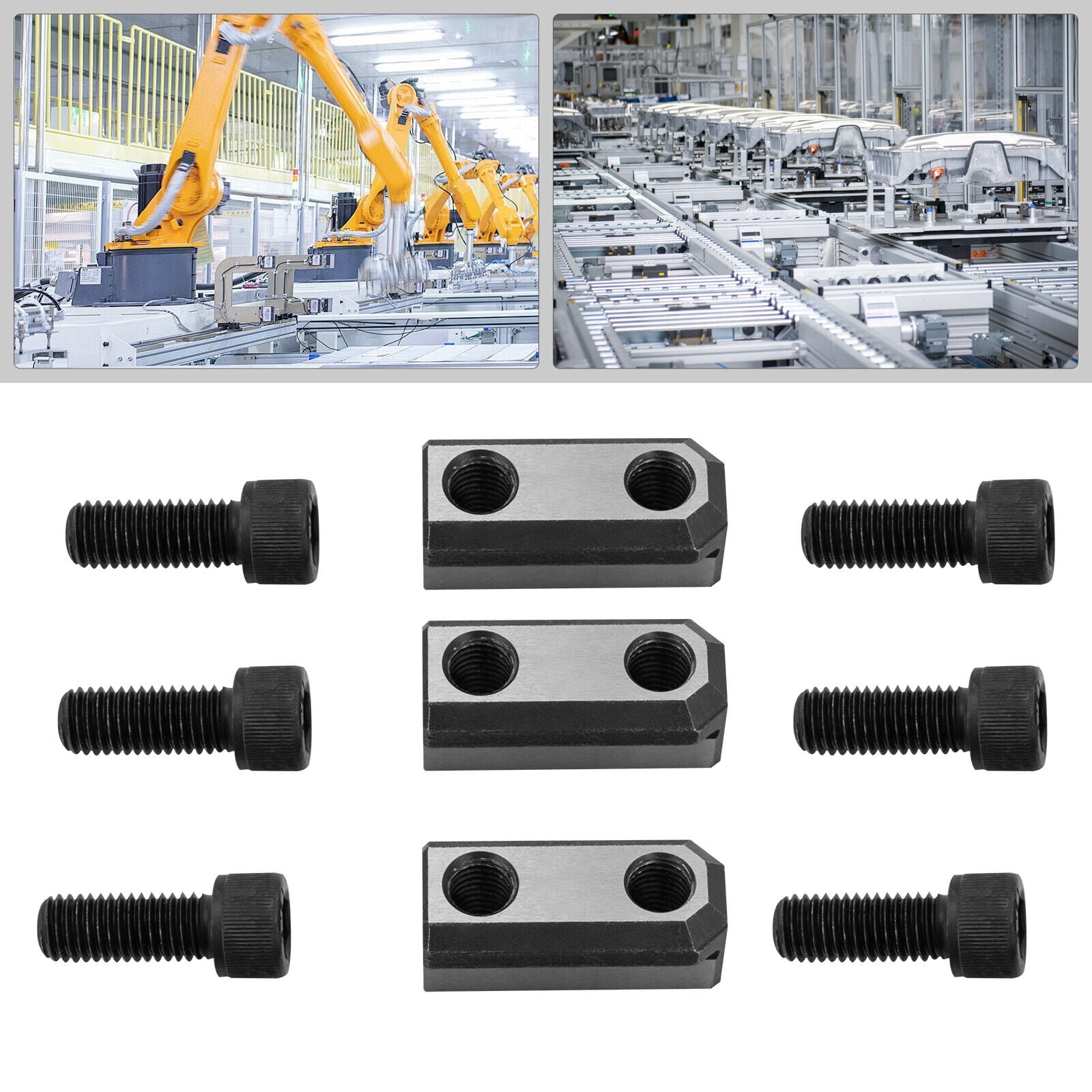 Miumaeov 3-Pcs T Nuts Jaws M12 Bolts Kit For 10 Inch Hydraulic 3-Jaw Hollow Chuck T-nuts