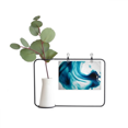 thumbnail image 1 of Transparent Liquid Blue Pigment Metal Picture Frame Cerac Vase Decor, 1 of 3