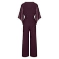 thumbnail image 4 of Wide Leg Dress Pants For Women, Women's Jumpsuit Elegant Wedding Pant Suit Summer Long Jumpsuit Casual Pant Suit 3/4 Sleeve Solid Color Jumpsuit High Waist Jumpsuit Jumpsuit Holiday Party Jumpsuit, 4 of 6