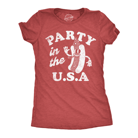 Womens Funny T Shirts Party In The USA Sarcastic Fourth Of July Graphic Tee for Ladies Womens Graphic Tees