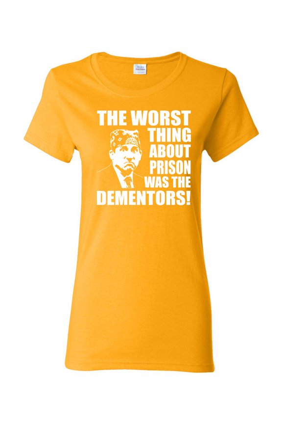 , Office Prison Mike Dementors Michael Scott, Pop Culture, Women Graphic Tee, Gold, Small