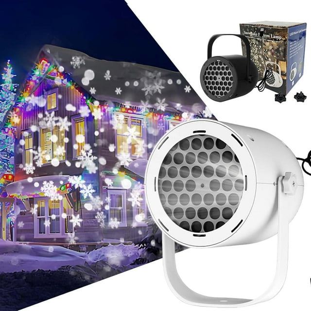 16-Pattern USB Christmas Projector Light, Christmas Snowflake Projector Lights Outdoor/Indoor Decorations for Living Room, Holiday Projectors for Xmas Party