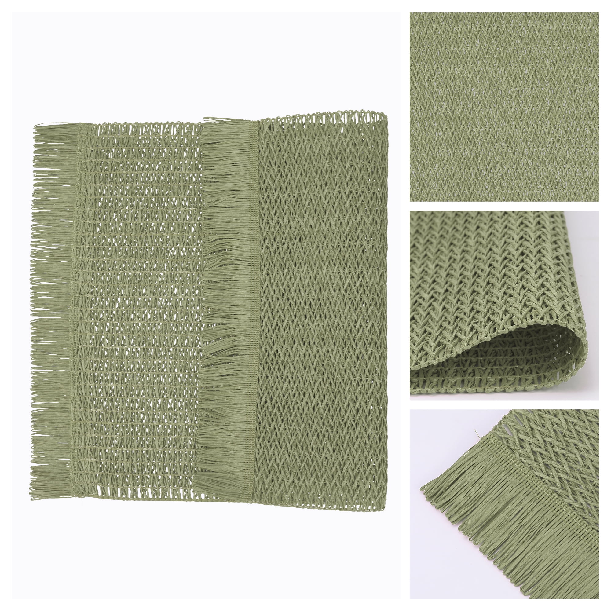 Unique Bargains Farmhouse Placemats Set of 6 Woven Table Mats for Indoor Dining Green