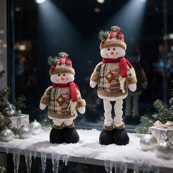 Retractable Standing Snowman Figurine, Fabric, for Door, Wall, Table and Christmas Decoration, Holiday Display