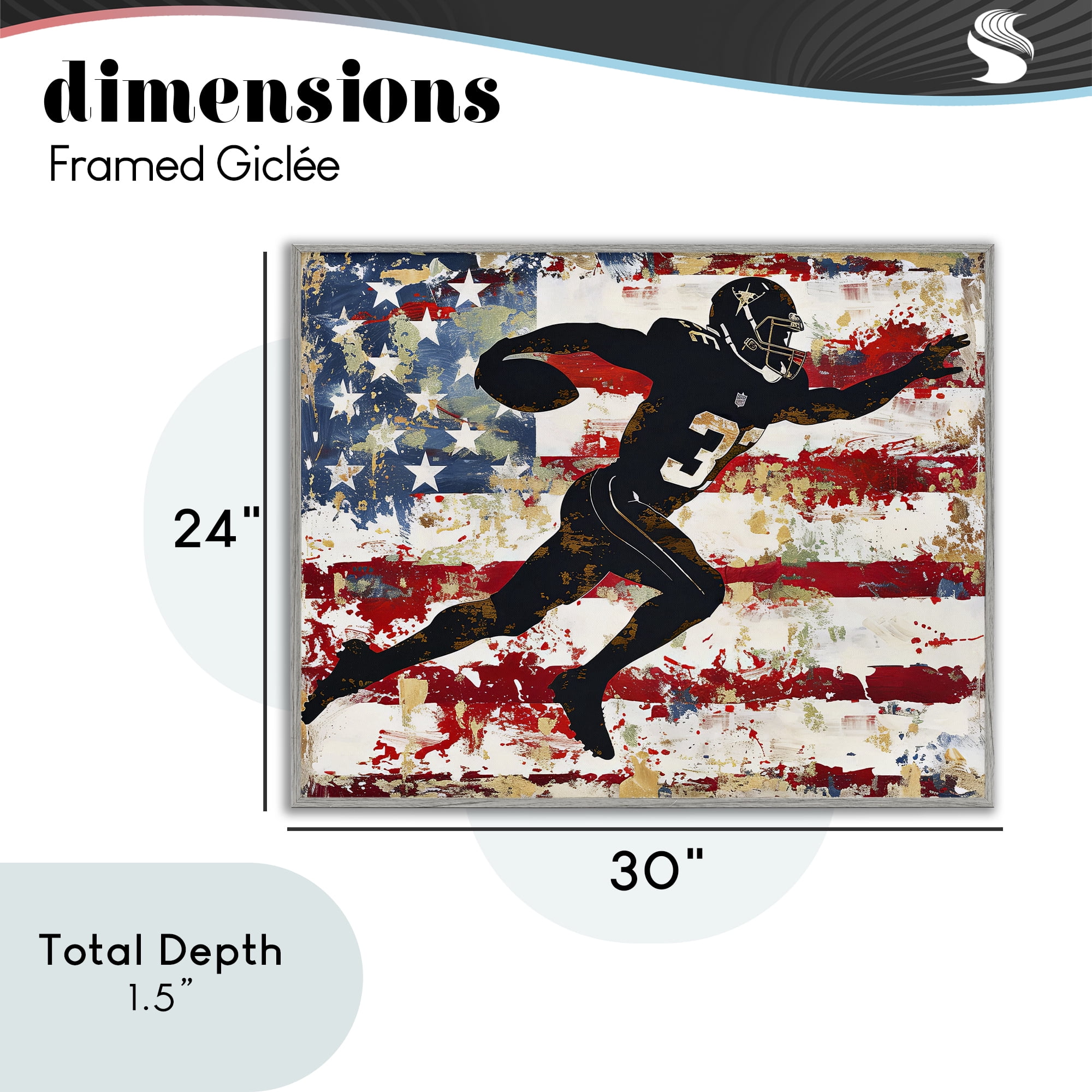 Stupell Industries Gridiron Glory Player Gray Framed Giclee Art, design by Ray Powers