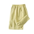 thumbnail image 4 of Amidoa Elastic Waist Girl Shorts Wide Leg With Pockets High Waisted Summer Casual Baggy Shorts,Yellow,4-5 Years, 4 of 7