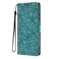 thumbnail image 3 of for iPhone 14 Plus Case, Wallet Case Flower Embossed Premium PU Leather Flip Protective Case Credit Card Holder Kickstand Magnetic Clasp Phone Cover Wrist Strap for iPhone 14 Plus, Green, 3 of 7