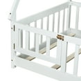 thumbnail image 6 of Miniyam Twin Floor Bed for Kids with House Frame, Guardrails and Lockable Door, White, 6 of 7