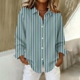 thumbnail image 6 of Wensltd Lapel Button Down Shirts for Women Dressy Stripe Printed Long Sleeve Blouse, 6 of 7