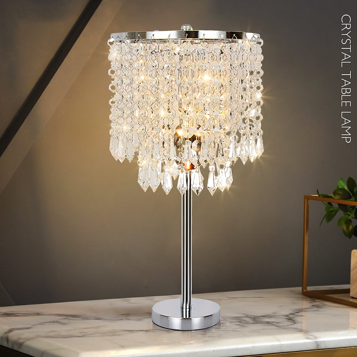 Nightstand Crystal Bedside Table lamp, Elegant Desk Lamp for Bedroom