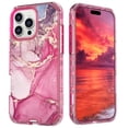 thumbnail image 2 of Allytechgroup for iPhone 17 Pro Case, 3 Layers Protection Slim Lightweight Shockproof Soft TPU & Hard Back Protective Bumper Cover Marble Shell, E, 2 of 5