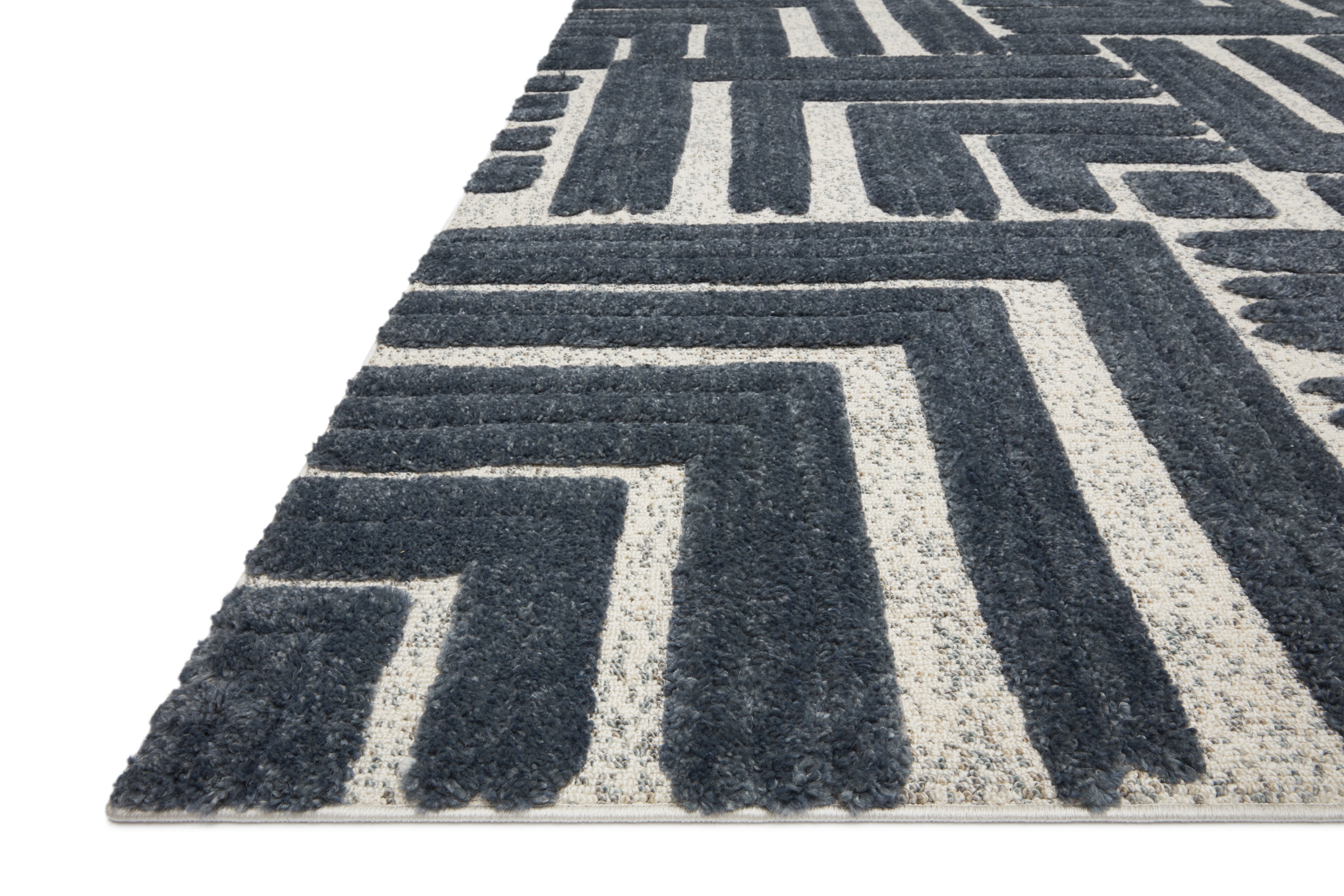 Loloi Hagen HAG-05 Blue / White Geometric Area Rug 18" x 18" Sample Swatch