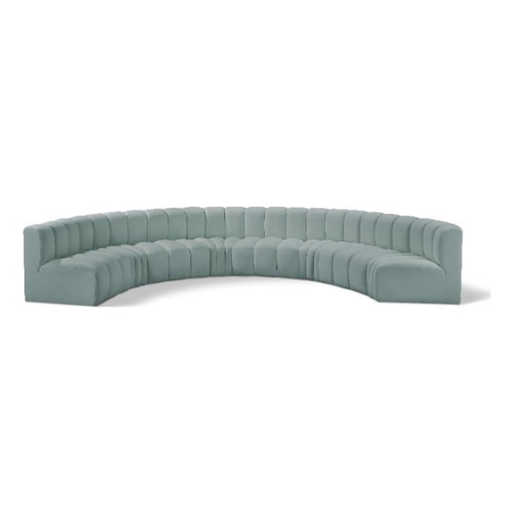 Meridian Furniture Arc Mint Green Vegan Leather Modular Sectional
