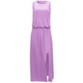 thumbnail image 4 of Tumotour Summer Dress for Women Sleeveless Round Neck Maxi Dresses Solid Color Fork Opening Casual Loose Long Dresses, 4 of 4
