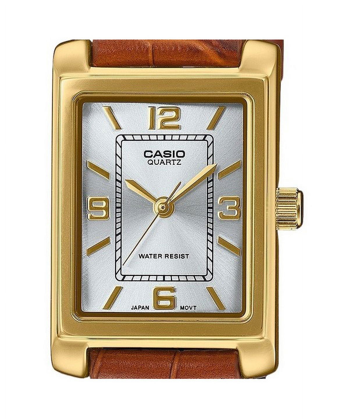 Casio Women's Silver Dial Analog Watch Brown Leather Band - LTP-1234GLL-7ADF