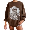thumbnail image 1 of Sudadera extragrande de lana de manga larga con cuello redondo y estampado de calavera para mujer Pompotops gfhjh16838, 1 of 5
