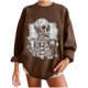 thumbnail image 1 of Sudadera extragrande de lana de manga larga con cuello redondo y estampado de calavera para mujer Pompotops gfhjh16839, 1 of 5