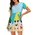 thumbnail image 1 of Fotbe Gnomes On The Beach Bata de Dormir para Mujer con Estampado, Camisón de Algodón de Manga Corta, Ropa de Dormir Casual, 1 of 6